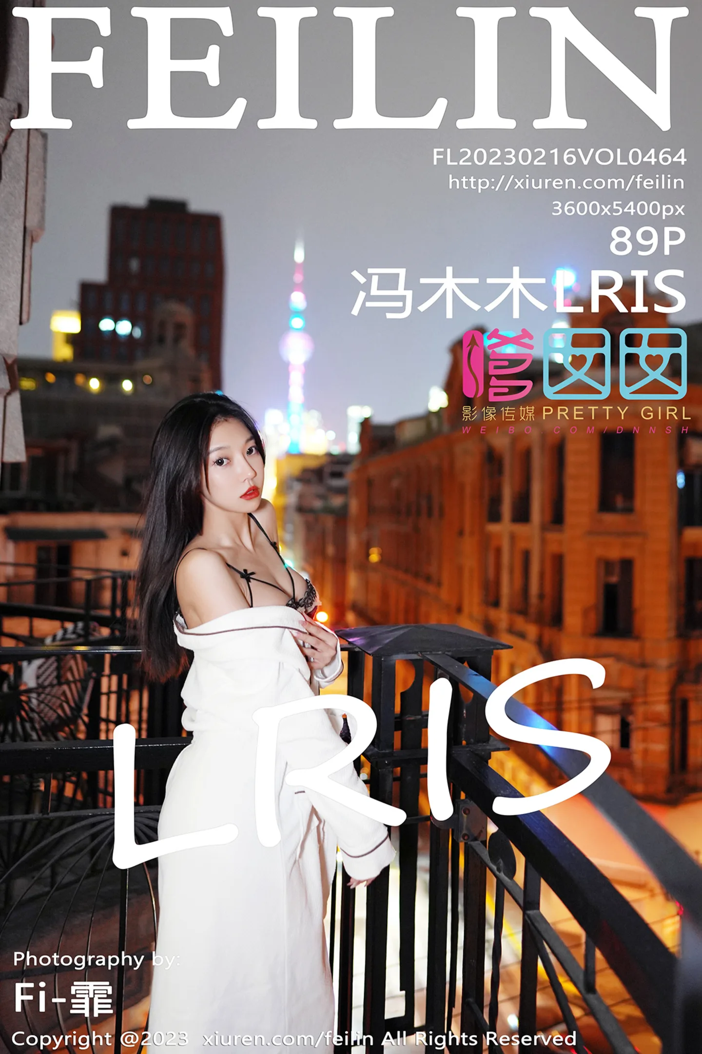 [FeiLin嗲囡囡]VOL.464_女神冯木木LRIS私房脱白色睡袍露黑色内衣配黑丝吊袜诱惑写真89P-秀人网 - XiuRen.Space